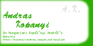 andras kopanyi business card